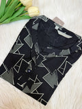 Black Geometric Printed Kurti - 3217