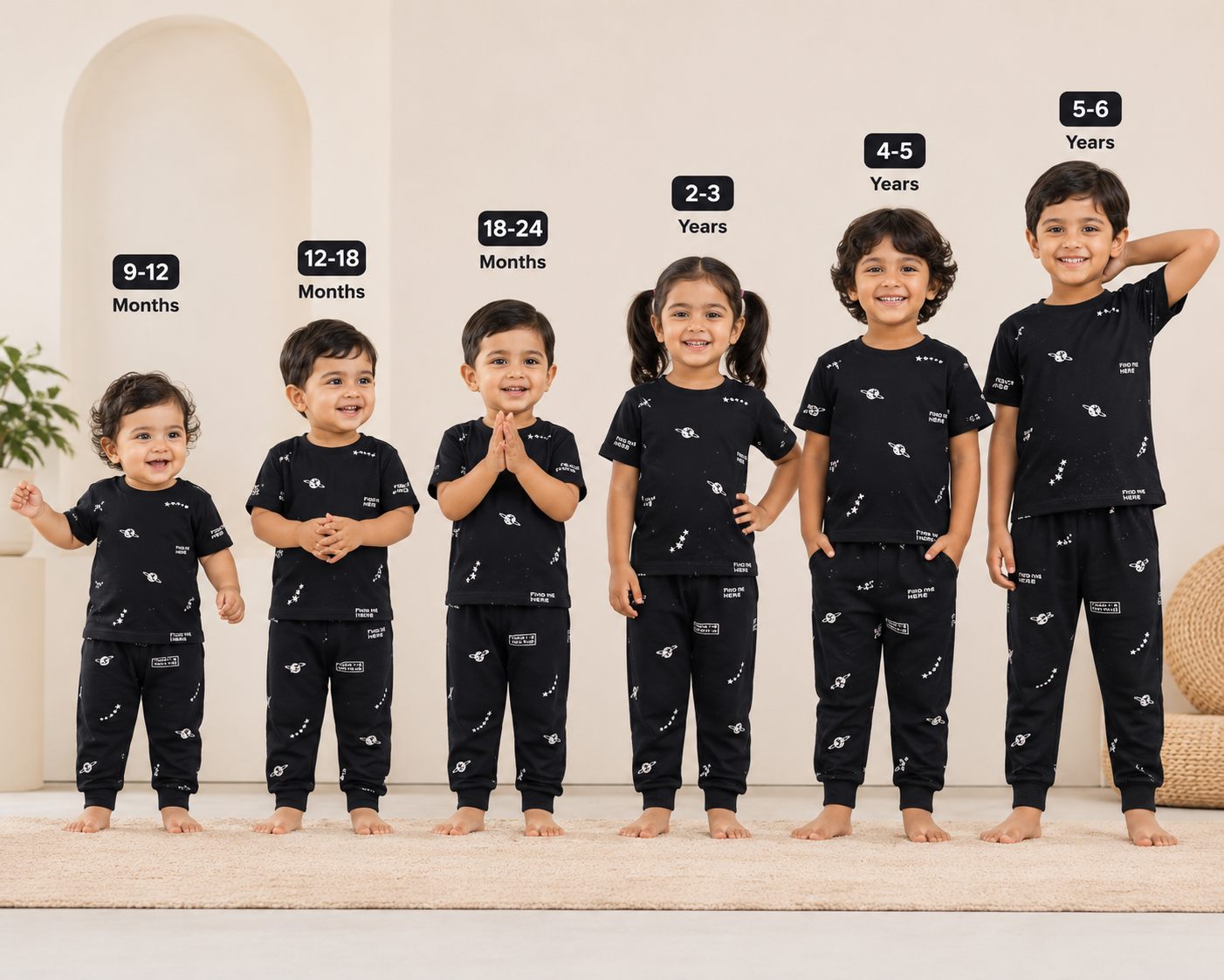 Navy Space Print Unisex Co-ord Set - 3332