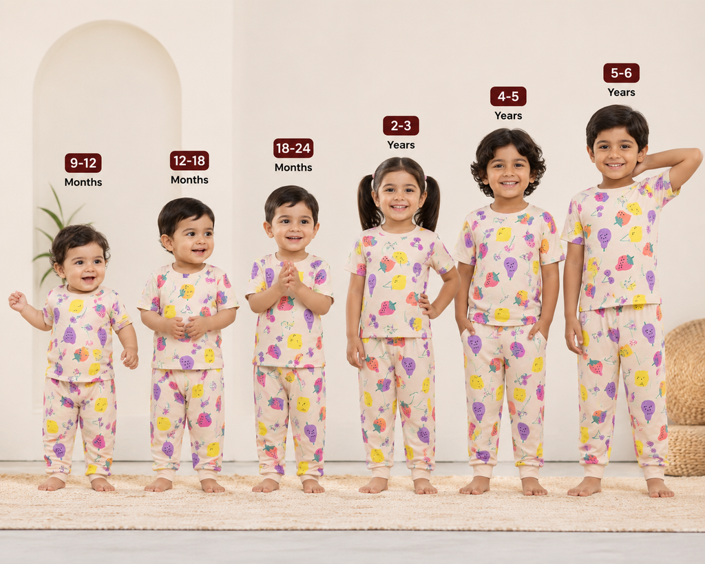 Peach Fruit Print Unisex Co-ord Set - 3332