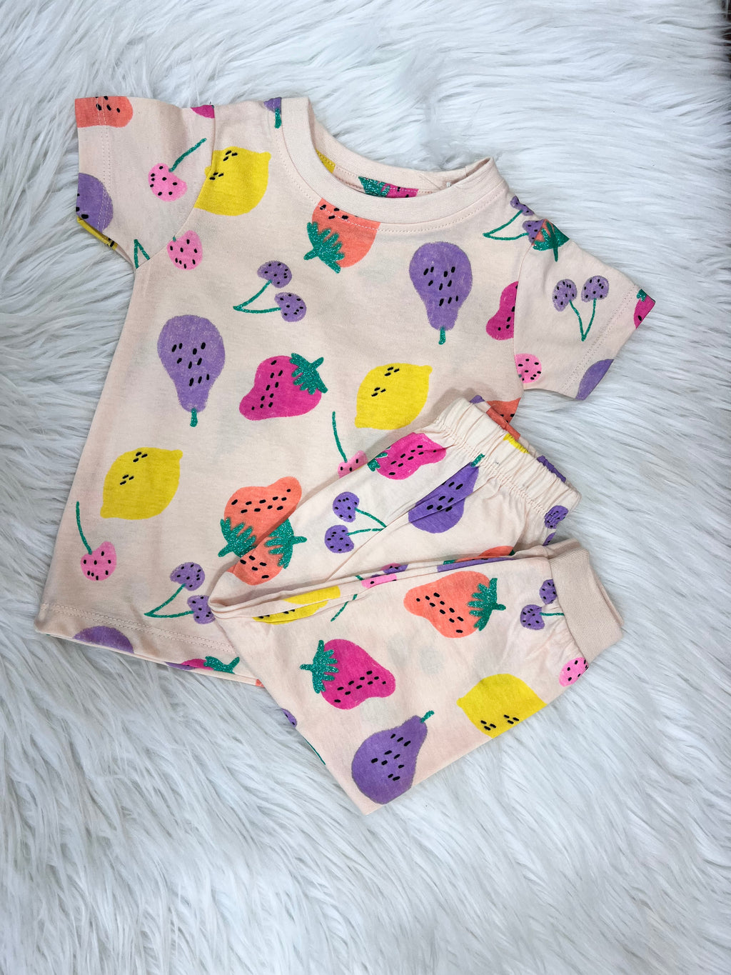 Peach Fruit Print Unisex Co-ord Set - 3332