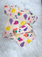 Peach Fruit Print Unisex Co-ord Set - 3332