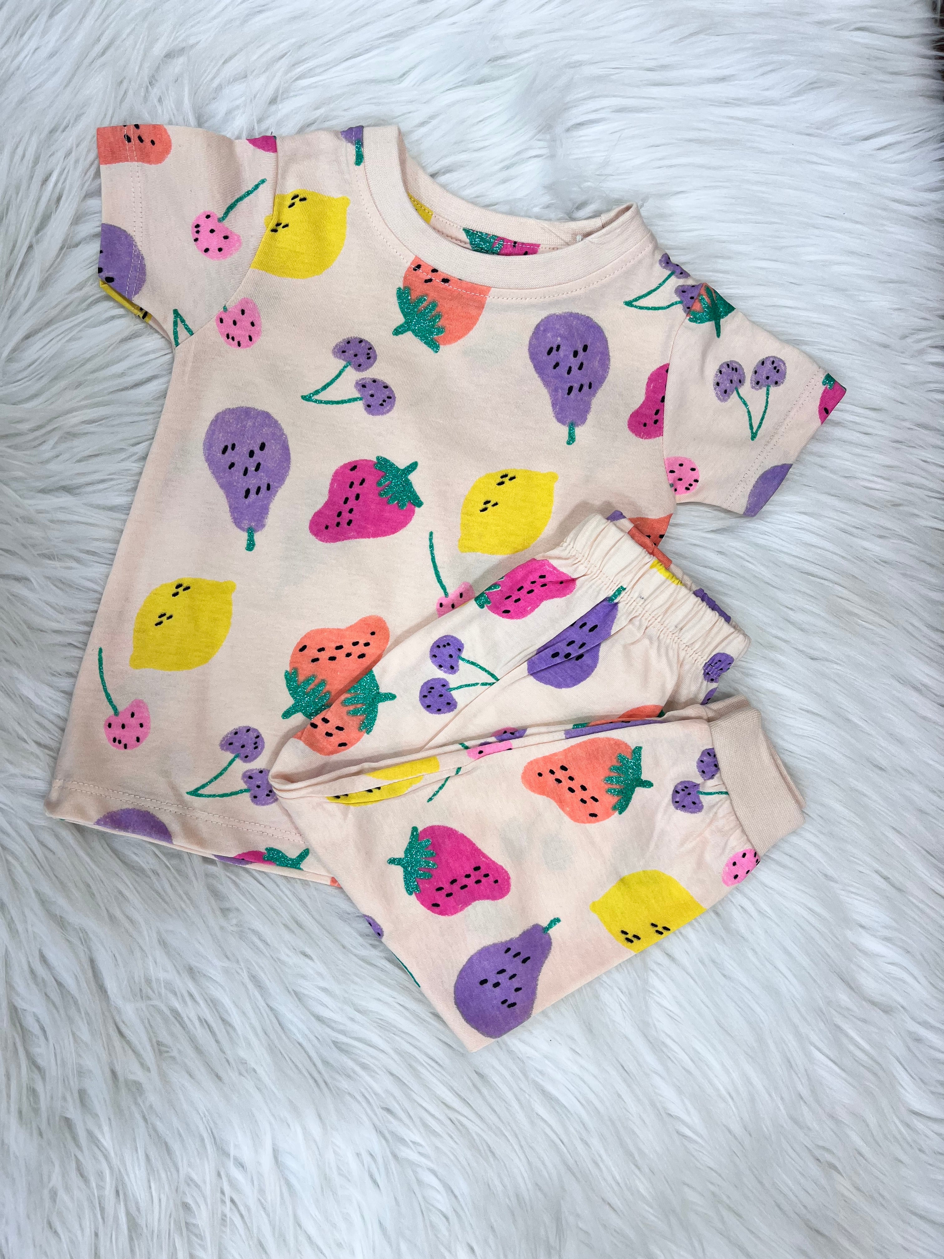 Peach Fruit Print Unisex Co-ord Set - 3332