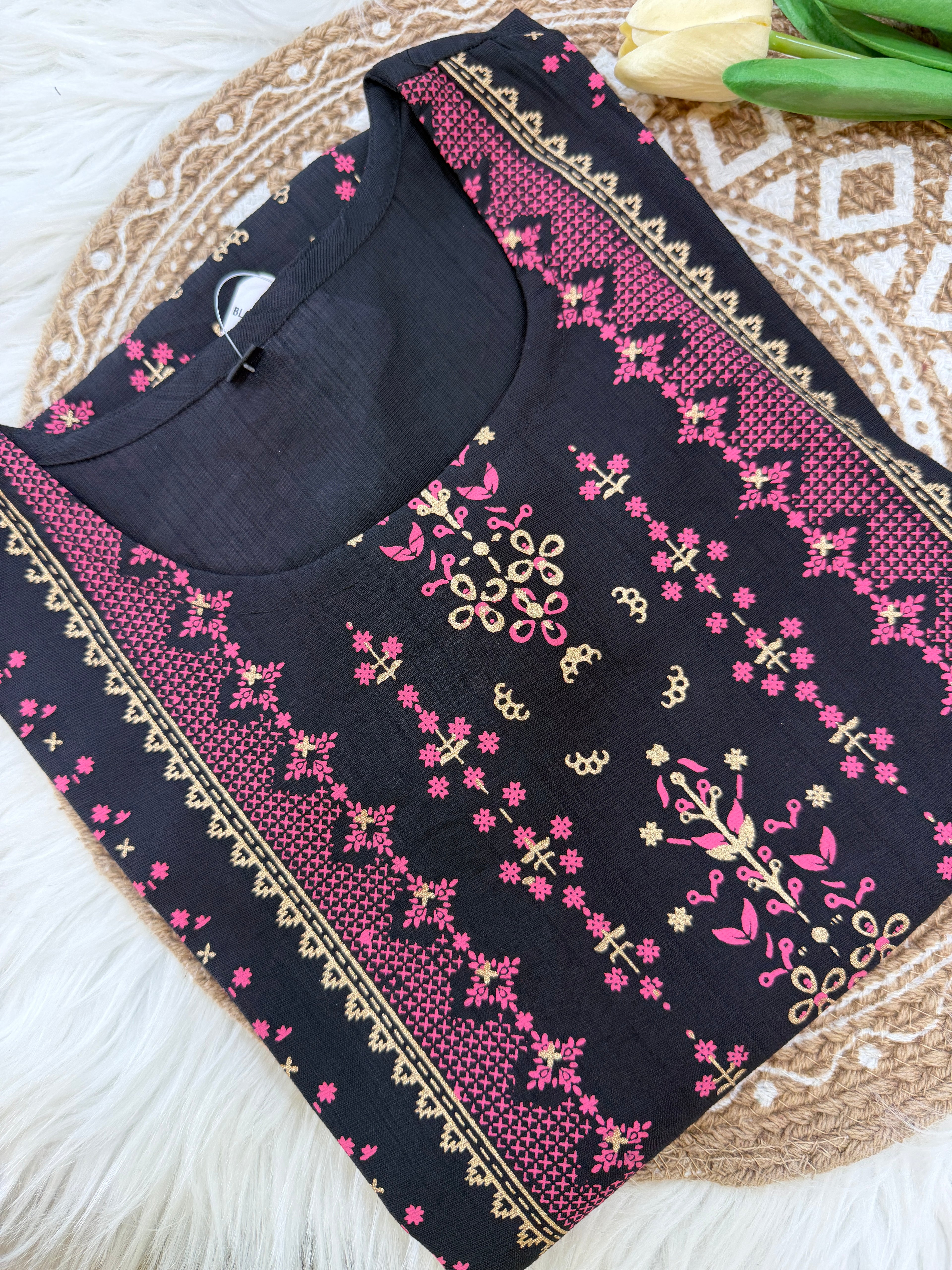 Blue and Pink Kurti - 3180