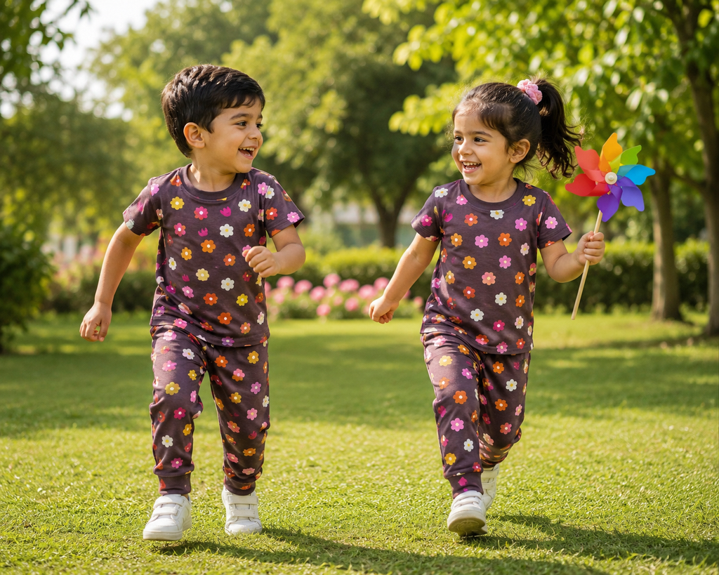 Brown Floral Unisex Co-ord Set - 3332