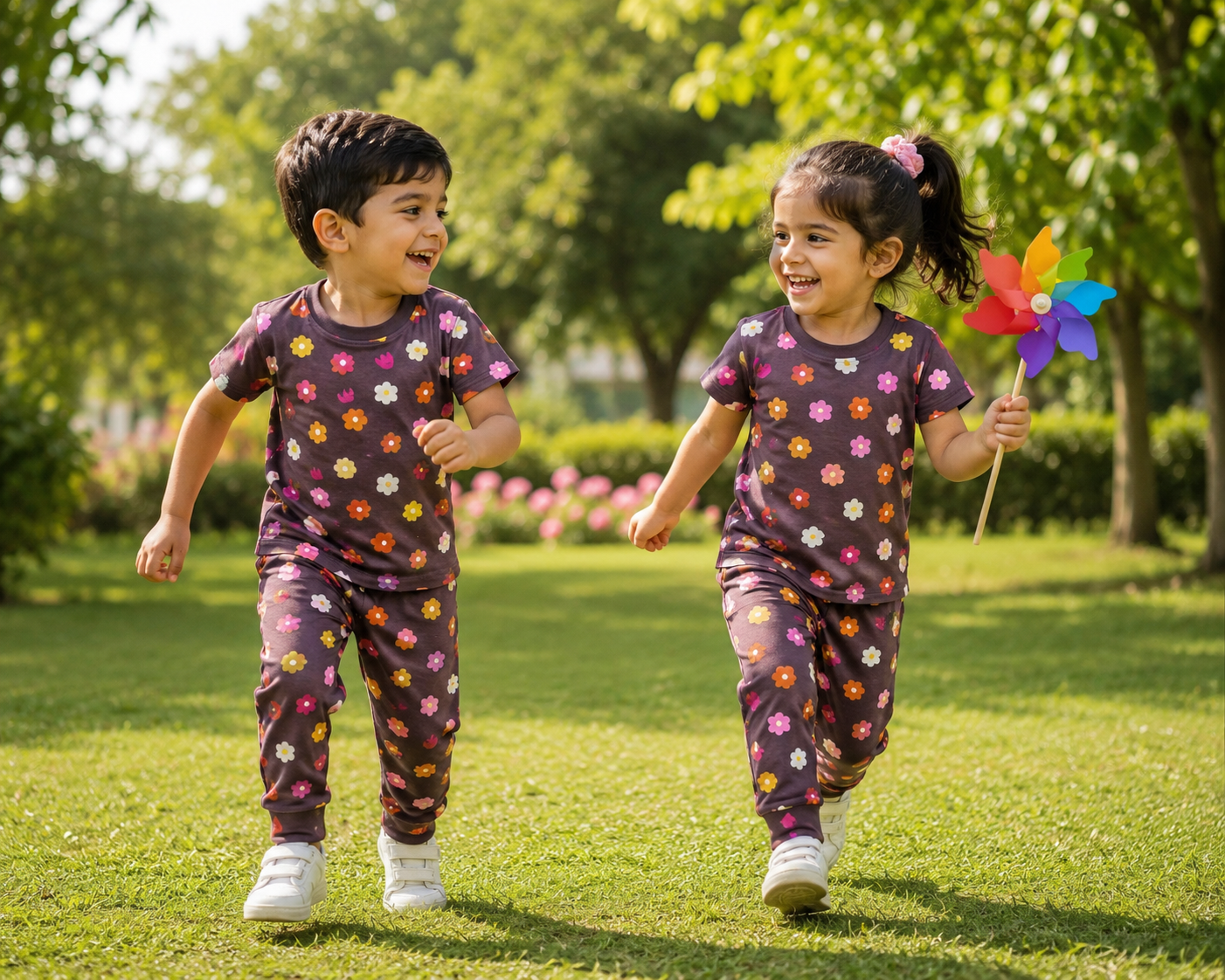 Brown Floral Unisex Co-ord Set - 3332