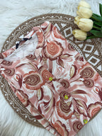 Peach Floral Collared Kurti - 3133