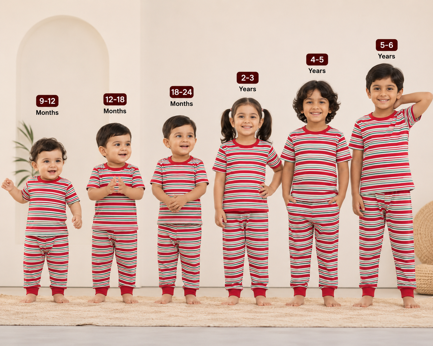 Red Striped Unisex Co-ord Set - 3332