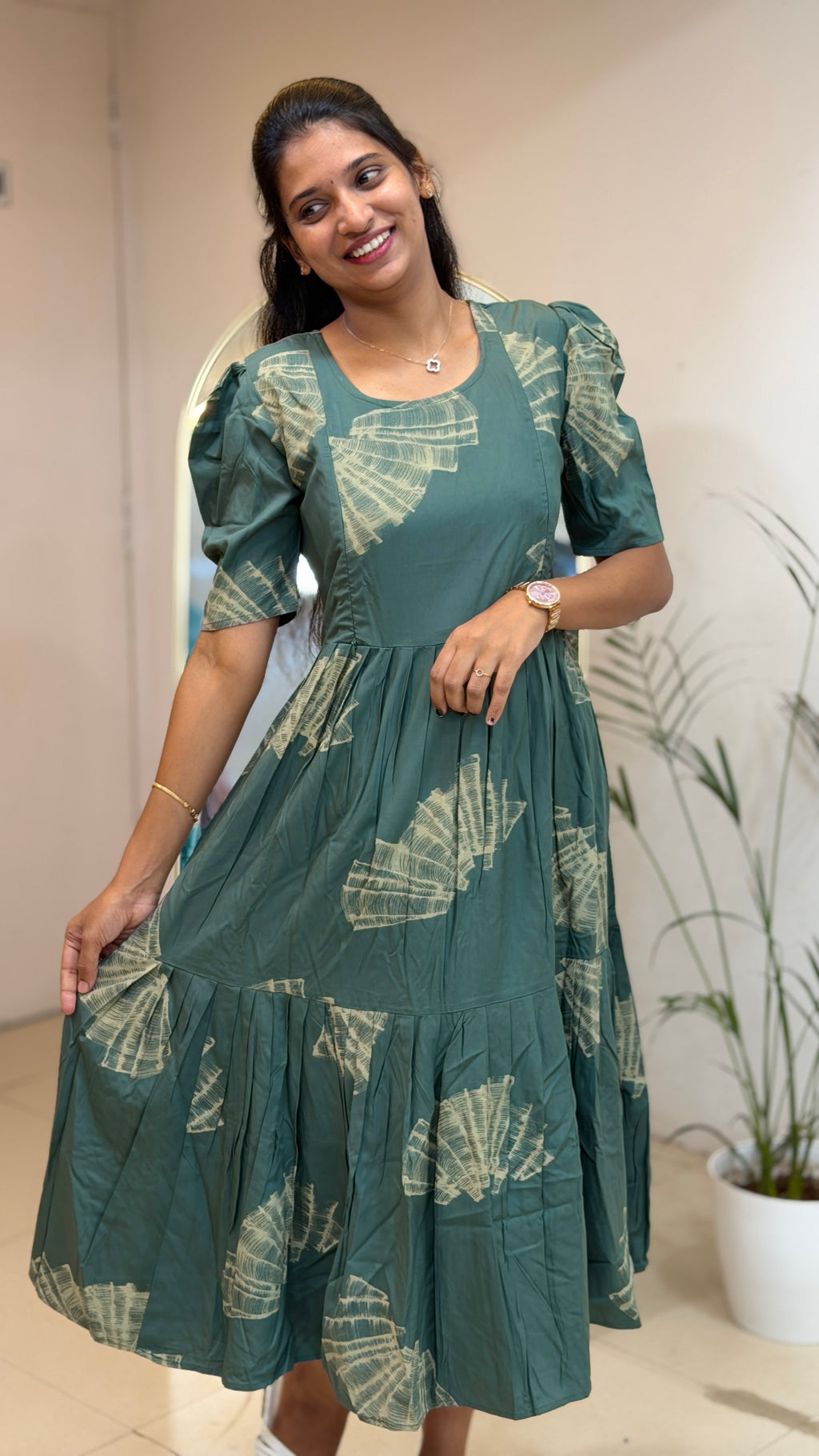 Sage Green Heavy Rayon Feeding Maxi - 3527