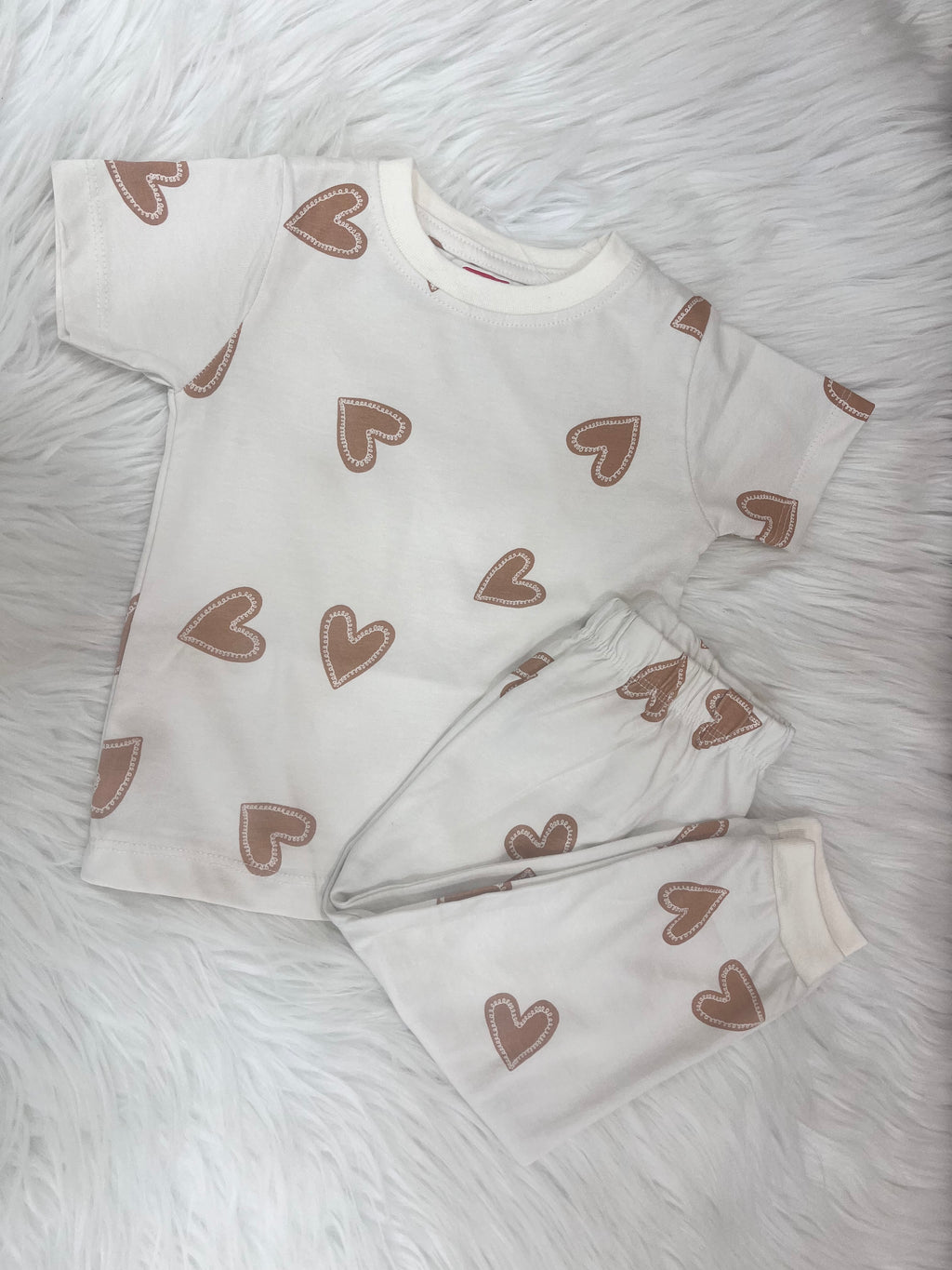 White Heart Print Unisex Co-ord Set - 3332