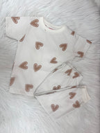 White Heart Print Unisex Co-ord Set - 3332