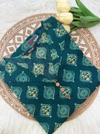 Blue Green Collared Kurti- 3137