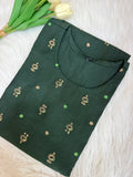 Dark Green Printed Kurti - 3179