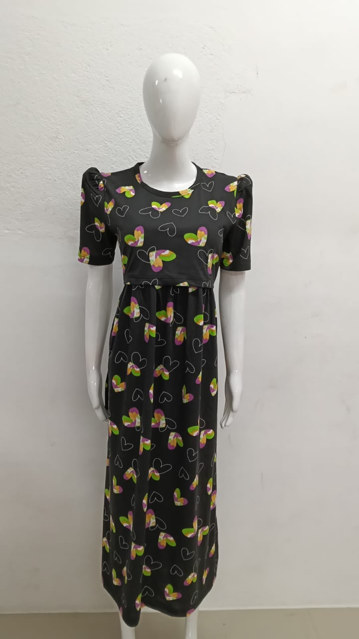 Black Multicolour Heart Zipless Maternity Wear - 3471