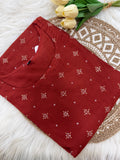 Brick Red Printed Kurti - 3182