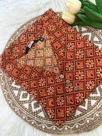 Rust Orange Collared Kurti - -3121